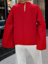 Keyhole Neckline Cloak Sleeve Blouse